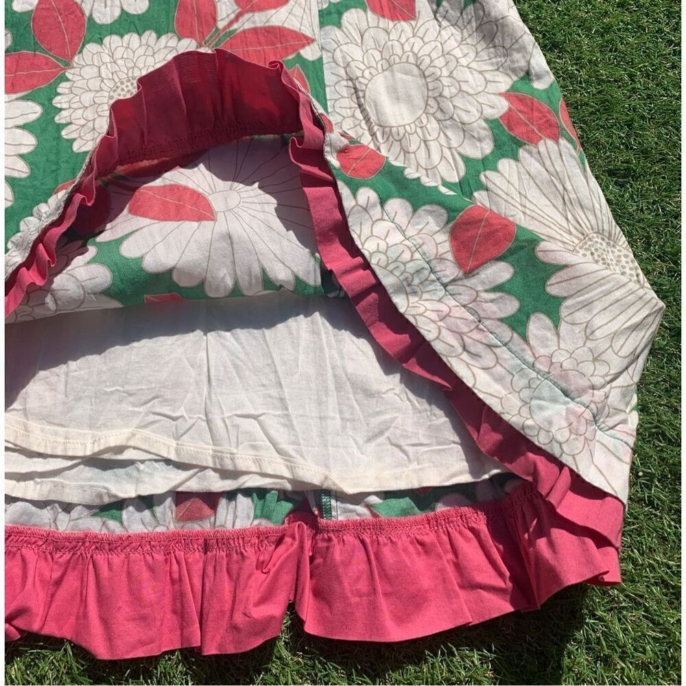 BODEN PINK GREEN FLORAL RUFFLE A LINE garden SKIRT sz 4 - Picture 3 of 7